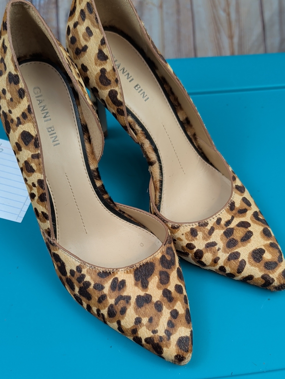 Gianni Bini Leopard Print Pointed Toe Pumps - Tan/Brown 7